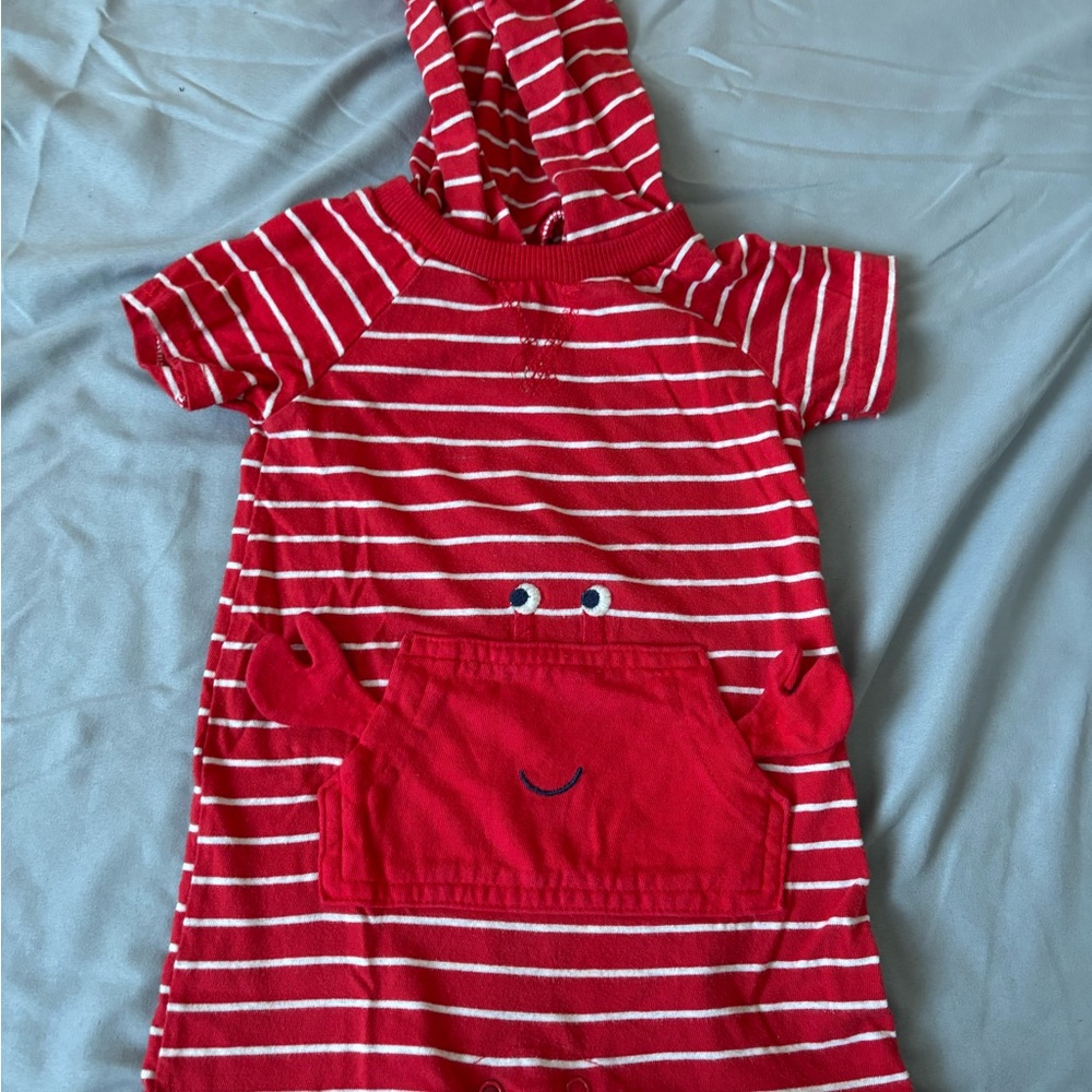 Carter's Red and White Striped Baby Romper